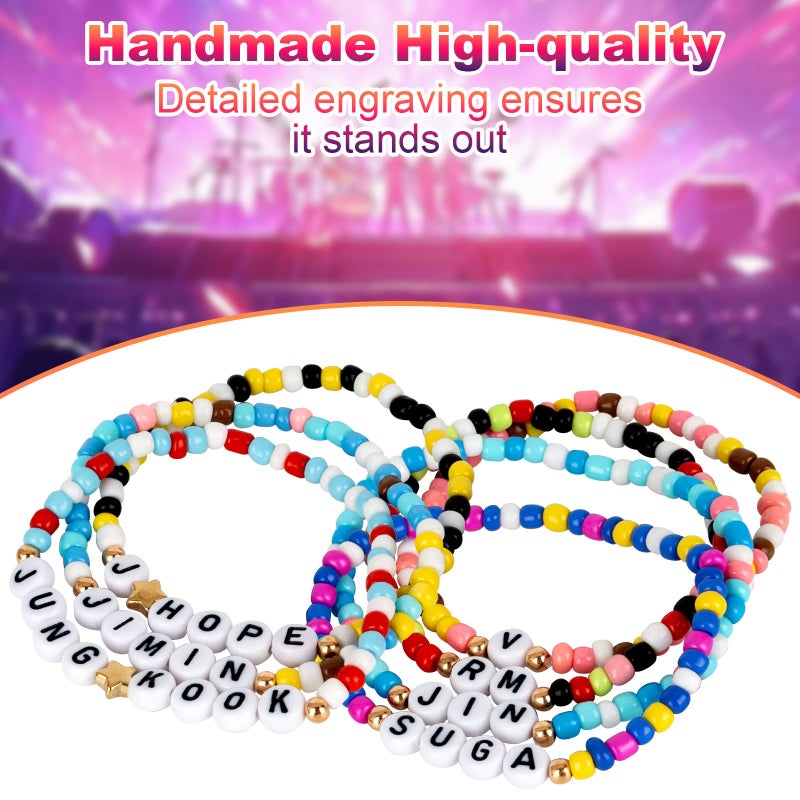 KINFERTE for BTS Merch Bracelet for Fans - Friendship Jewelry Gift Set(7 Pack) Birthday Gifts, Concert Accessories, Cosplay Merchandise for BTS - Image 2