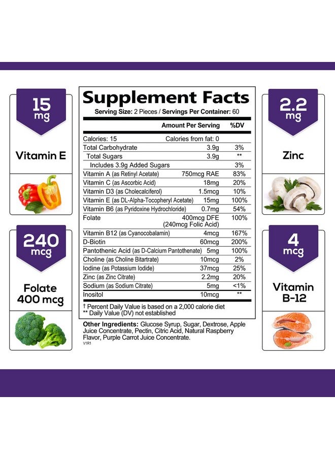 Nature's Choice Multivitamin Gummies For Adults Immune Support Supplement Natural Complete Daily Multivitamin Gummy Vitamins Vegetarian Multi Vitamin A C E B6 B12 For Men & Women 120 Gummy Multivitamins  - Image 3