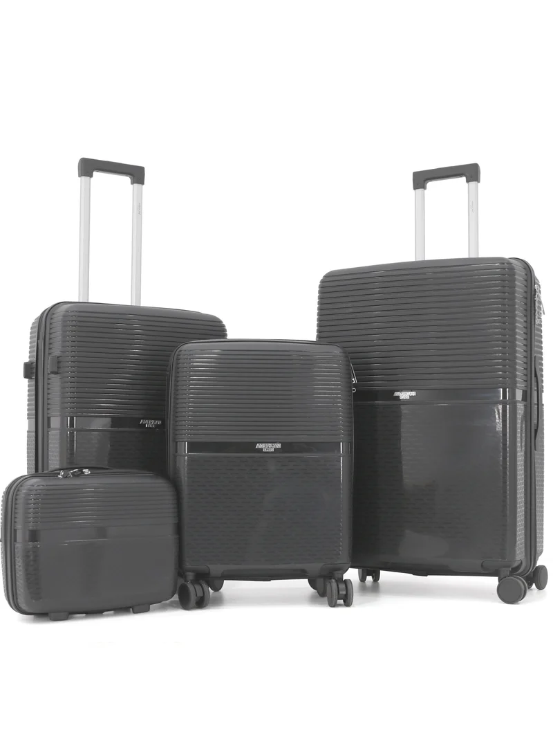 امريكان فلاير AMERICAN FLYER 4 Piece Luggage Set, Lightweight PP Hardside Suitcase Set with TSA Lock, 8 Spinner Wheels, 28 Inch, 24 Inch, 20 Inch & Beauty Case