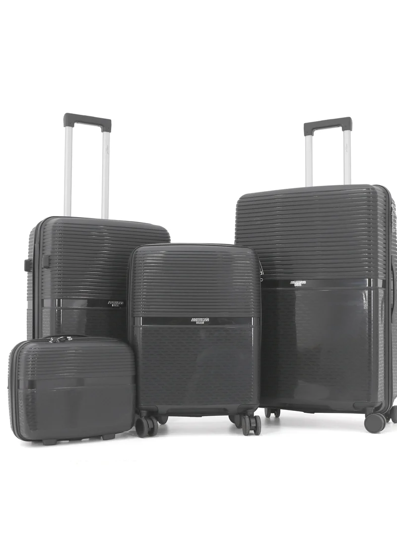 امريكان فلاير AMERICAN FLYER 4 Piece Luggage Set, Lightweight PP Hardside Suitcase Set with TSA Lock, 8 Spinner Wheels, 28 Inch, 24 Inch, 20 Inch & Beauty Case