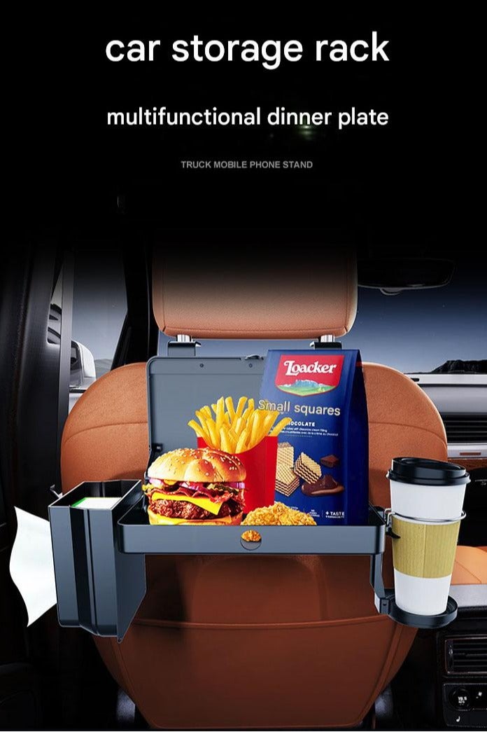 Bukela Car Back Seat Tray Table - Stable Foldable Auto Backseat Food Trays Desk for Rear Passenger Road Trip Eating, Multifunctional Adjustable Travel Tray with Phone Drink Holder - Image 1