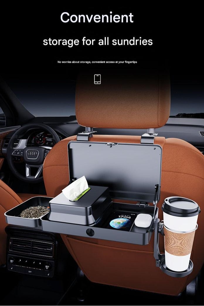 Bukela Car Back Seat Tray Table - Stable Foldable Auto Backseat Food Trays Desk for Rear Passenger Road Trip Eating, Multifunctional Adjustable Travel Tray with Phone Drink Holder - Image 2
