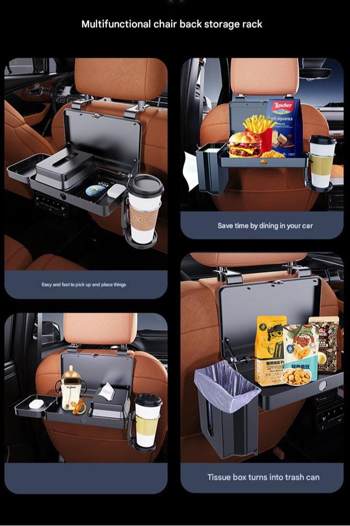 Bukela Car Back Seat Tray Table - Stable Foldable Auto Backseat Food Trays Desk for Rear Passenger Road Trip Eating, Multifunctional Adjustable Travel Tray with Phone Drink Holder - Image 3