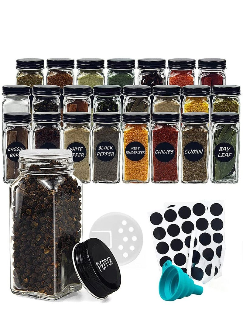 24-Piece glass spice jars with 40 Label, spice glass bottles,120ml square spice container with spice labels, shaker lids and airtight black metal caps, chalk marker, silicone collapsible funnel - pzsku/Z228DD28448D9D1D22D99Z/45/_/1670289015/07a48977-1da0-48da-9c8b-f4cb5187b7d5