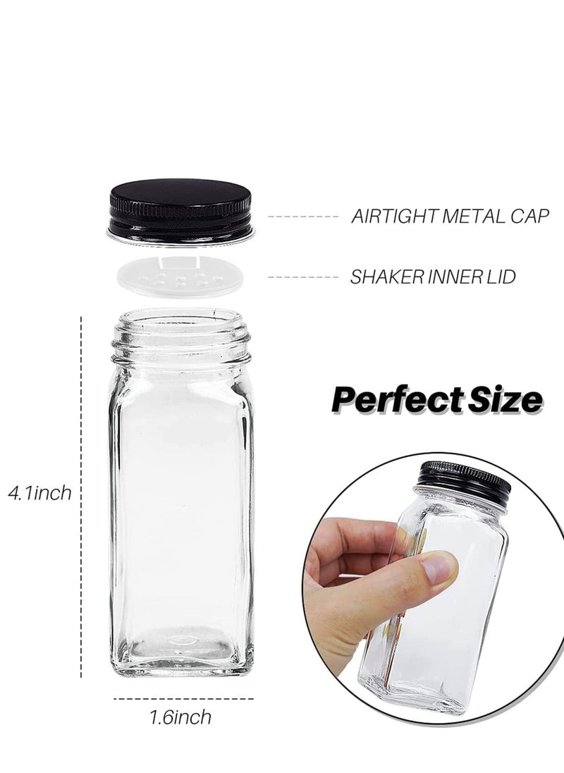 24-Piece glass spice jars with 40 Label, spice glass bottles,120ml square spice container with spice labels, shaker lids and airtight black metal caps, chalk marker, silicone collapsible funnel - pzsku/Z228DD28448D9D1D22D99Z/45/_/1670289015/5541b140-4dc2-4816-aab9-028fe29eee68