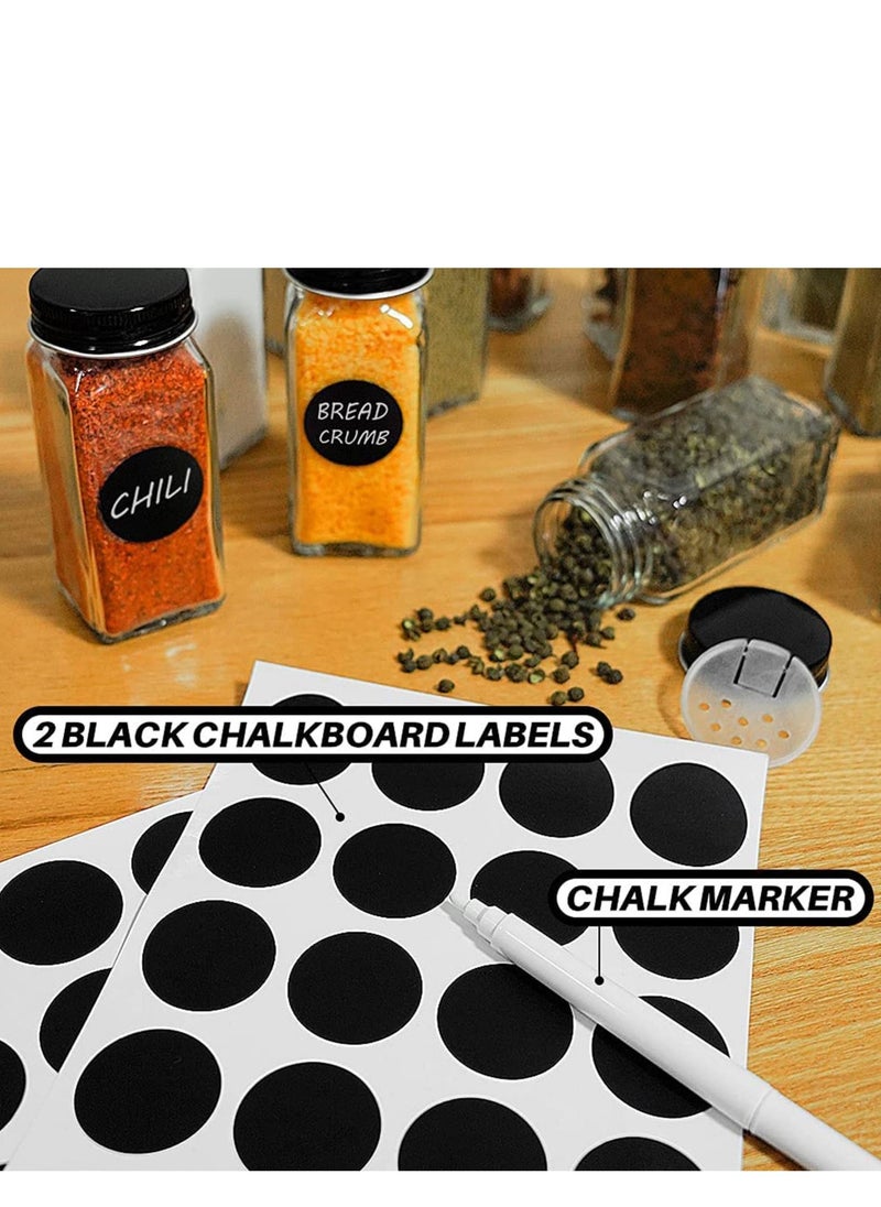 24-Piece glass spice jars with 40 Label, spice glass bottles,120ml square spice container with spice labels, shaker lids and airtight black metal caps, chalk marker, silicone collapsible funnel - pzsku/Z228DD28448D9D1D22D99Z/45/_/1670289015/5ff7828f-618d-4148-b198-adc41c93f31a