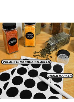 XiuWoo 24-Piece glass spice jars with 40 Label, spice glass bottles,120ml square spice container with spice labels, shaker lids and airtight black metal caps, chalk marker, silicone collapsible funnel  - Image 3