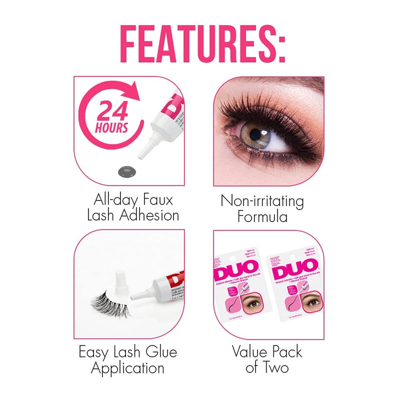 DUO Eyelash Glue â€“ Dark Tone, Waterproof & Long-Lasting Lash Adhesive for Strip Lashes, 0.25 oz, 2 Pack - Image 4
