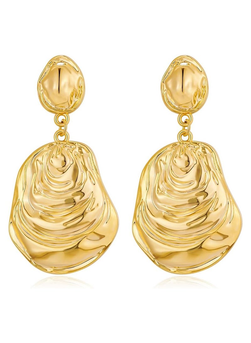 Julia Store 18K Gold Plated Stainless Steel Trendy Chunky Gold Drop Earrings  - Image 1