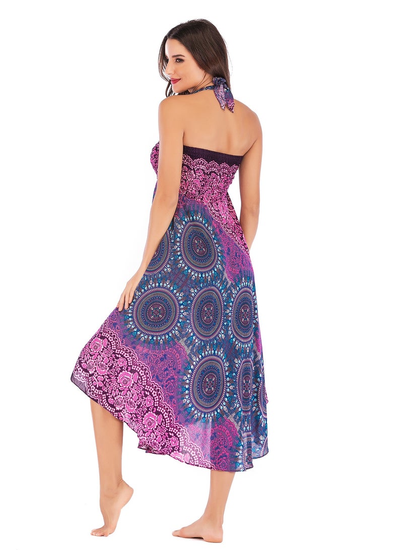 Loquat Casual Dress Half Skirt Beach Vacation Skirt Two Dresses Full Skirt  Purple  - Image 3