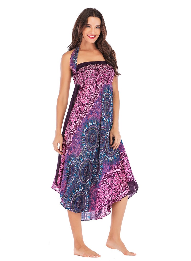 Loquat Casual Dress Half Skirt Beach Vacation Skirt Two Dresses Full Skirt  Purple  - Image 1