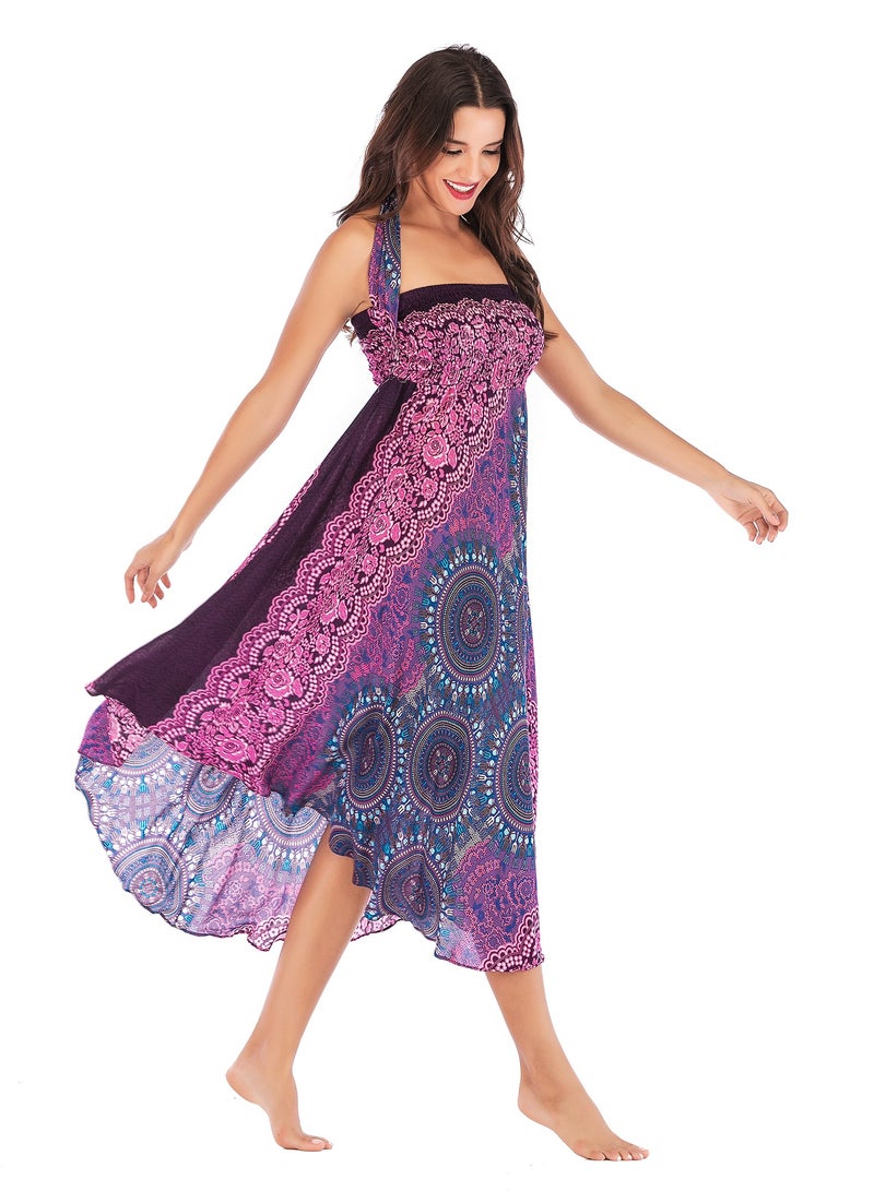 Loquat Casual Dress Half Skirt Beach Vacation Skirt Two Dresses Full Skirt  Purple  - Image 2