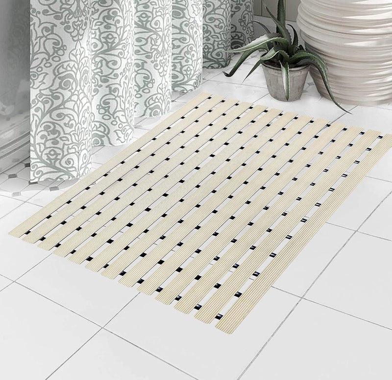 DOLPHY حصيرة استحمام - حصيرة حمام/استحمام بلاستيكية مضادة للانزلاق مع حماية للأطفال وكبار السن | ملحقات الحمام (60 × 45 سم) - أبيض - Image 1