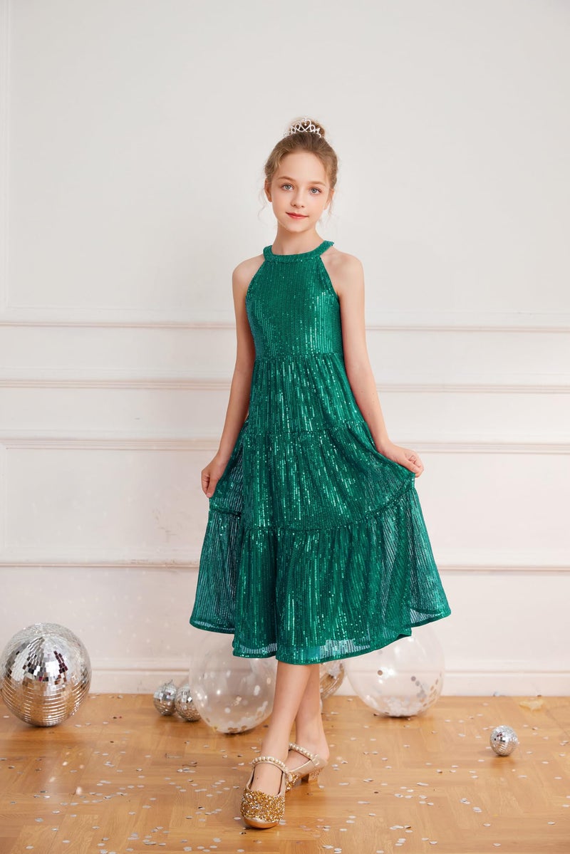 Grace Karin Girls Green Dress Christmas Holiday Teal Dress Party Fancy Sparkle Costume  6Y - Image 2
