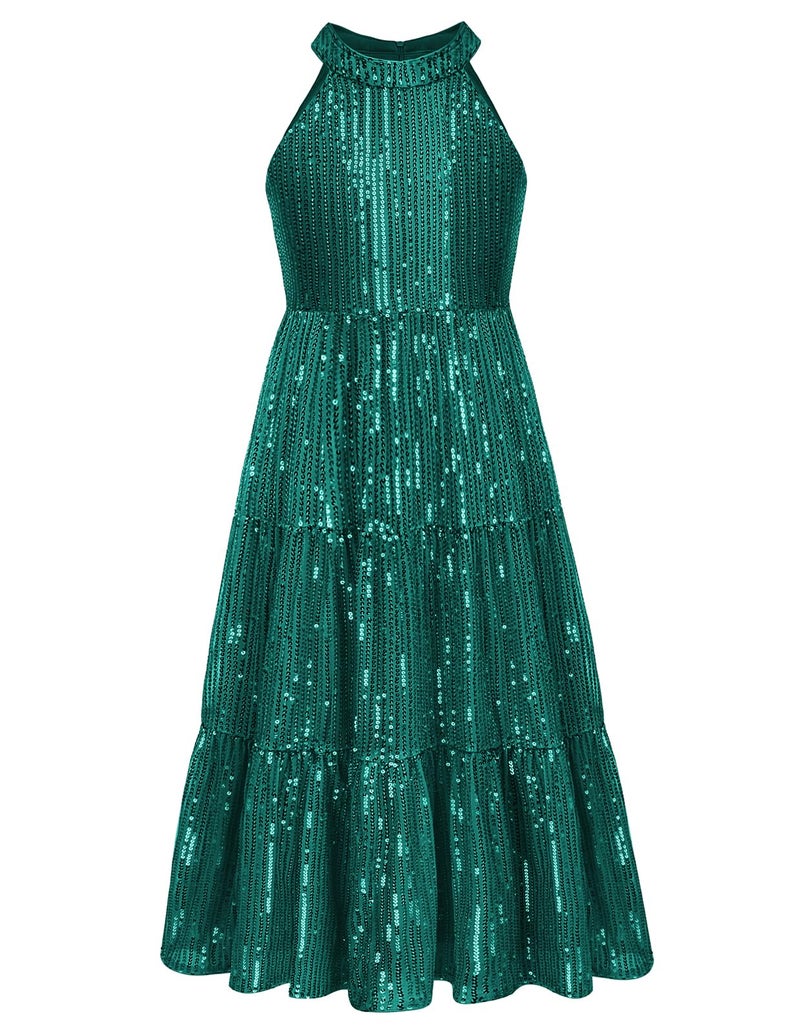 Grace Karin Girls Green Dress Christmas Holiday Teal Dress Party Fancy Sparkle Costume  6Y - Image 1