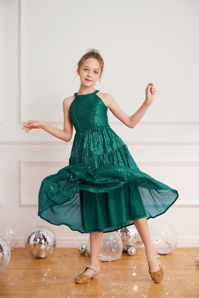 Grace Karin Girls Green Dress Christmas Holiday Teal Dress Party Fancy Sparkle Costume  6Y - Image 3