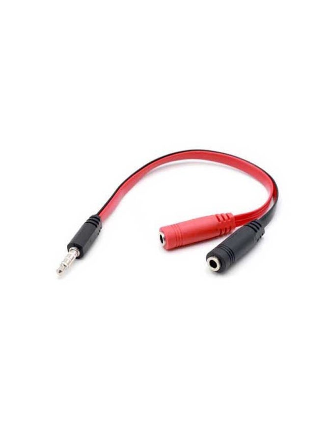 3.5 Laptop Desktop Computer Two-in-one Audio Adapter Headset Microphone Converter Flat Cable One-in-two-Interface Form:0.3m Male 2 Female Bare Wire [nickel Plated]  - Image 1