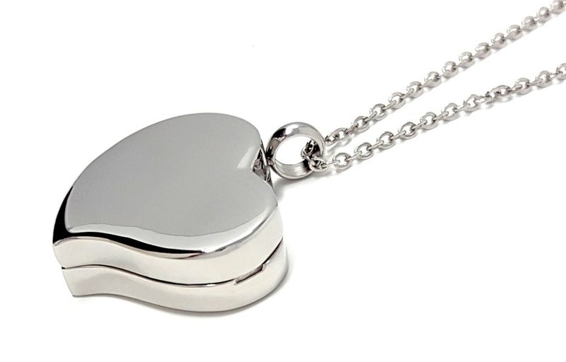 PILL THING Amour Heart Pill Necklace- Medication Heart Necklace-Stainless Steel Necklace with Strong Magnetic Closure-Keep your Medication Safe in Silver Heart Locket, 26 Inch Chain (Silver) - Image 1