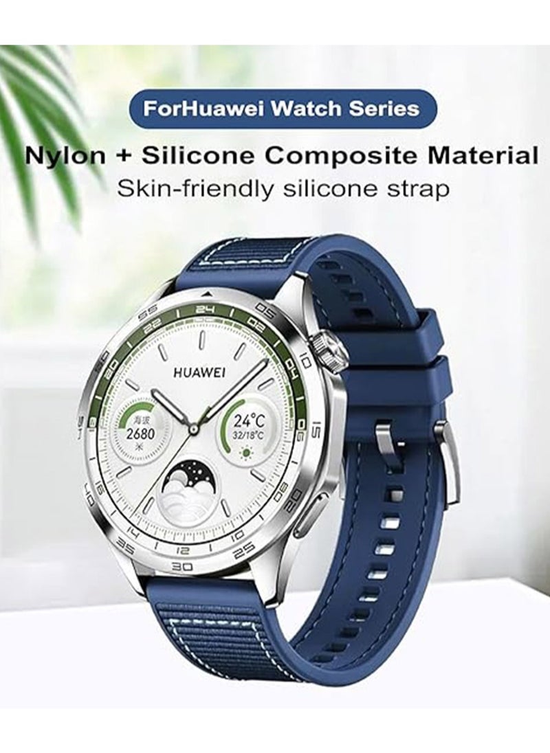 Youque Nylon braided Silicone Sport Watch Strap/Watchband for Huawei Watch GT5/GT4 4 46MM Blue  - Image 2
