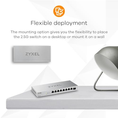 Zyxel 8-Port 2.5G Multi- Gigabit Unmanaged Switch with 1 x 10G SFP+ | 100M/1G/2.5G | Plug and Play | Desktop/Wall Mount | Fanless | Metal Casing | Gaming |Small/Home Office (XMG-108) - Image 5