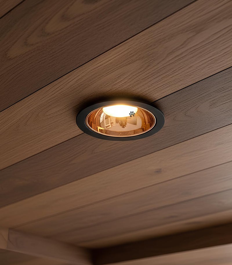 Mufasa 12 Watts Black Body Gold Reflector LED Ceiling COB Spot, Focus, Down Ceiling Light, Round (Warm White) - Image 1