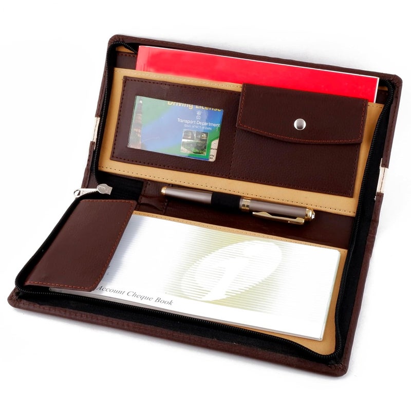Asraw PU Faux Leather Expanding and Multiple Cheque Book Cover for Cards, Passbook & Chequebook - Chequebook Cover, Passbook Cover, Documents Cover for Office & Home Use (Coffee-Brown) - Image 4