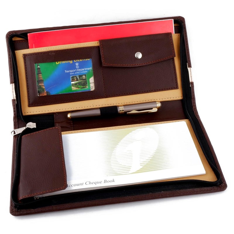 Asraw PU Faux Leather Expanding and Multiple Cheque Book Cover for Cards, Passbook & Chequebook - Chequebook Cover, Passbook Cover, Documents Cover for Office & Home Use (Coffee-Brown) - Image 3