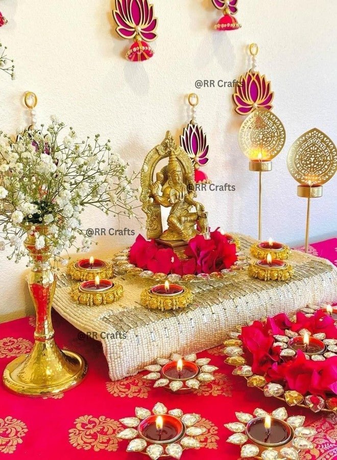 RR Crafts Handmade Jhumki Hanging Decoration - 8 PCS Pink | Pooja Room, Ganpati & Diwali Decoration Items | Wall Hanging for Home Temple & Festive Decor - Image 3