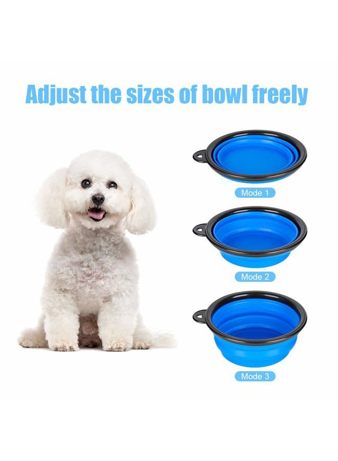 Emoly 2 Pack Large Size Collapsible Dog Bowl, Food Grade Silicone BPA Free, with Carabiner Clip Foldable Expandable Cup Dish for Pet Cat Food Water Feeding Portable Travel Bowl (Blue & Green) - Image 2