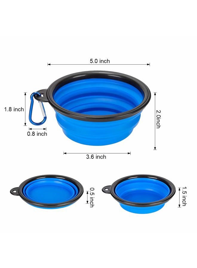 Emoly 2 Pack Large Size Collapsible Dog Bowl, Food Grade Silicone BPA Free, with Carabiner Clip Foldable Expandable Cup Dish for Pet Cat Food Water Feeding Portable Travel Bowl (Blue & Green) - Image 5