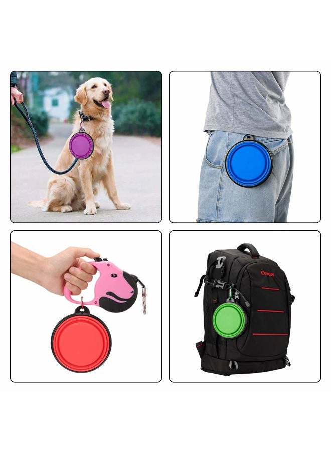 Emoly 2 Pack Large Size Collapsible Dog Bowl, Food Grade Silicone BPA Free, with Carabiner Clip Foldable Expandable Cup Dish for Pet Cat Food Water Feeding Portable Travel Bowl (Blue & Green) - Image 4