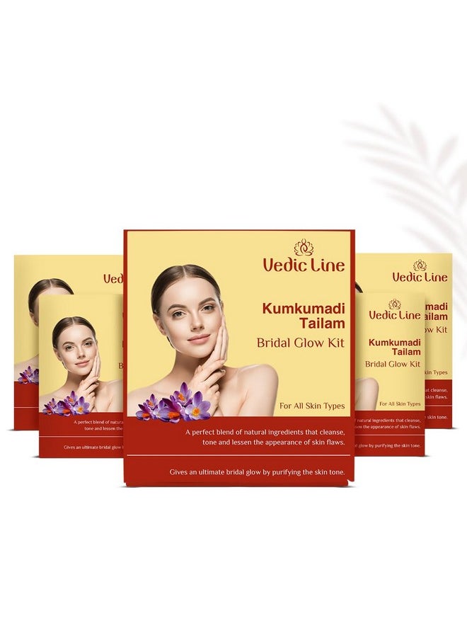 Vedic Line Vedicline Kumkumadi Tailam Bridal Glow Kit, Helps Pull Out Impurities, Deeply Clean Pores, and Fade Blemishes & Dark Spots With the Kumkumadi Tailam & Almond Oil For Flawless Skin, Pack of 4  - Image 1