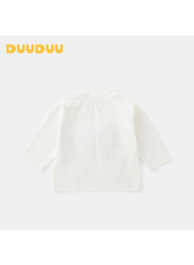 Duuduu Kids Girls Long Sleeve T-shirt Toddler Top Children's Baby Infant Crew Neck Base Shirt Outwear White 80 - Image 2