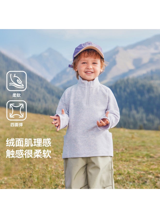 Versatile] Boys' T-shirt Long Sleeve Thickened Autumn Winter Style Baby Half-zip Sportswear Children's New Top Girls - Image 3