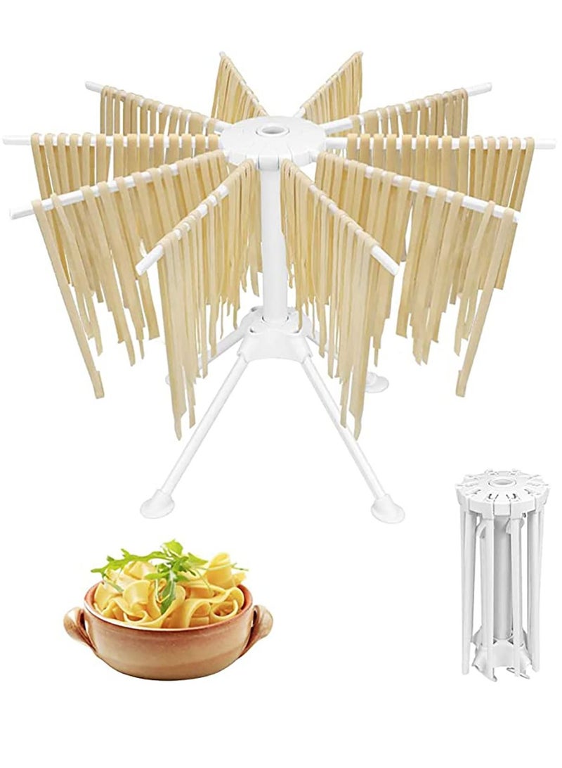 KASTWAVE Collapsible Pasta Drying Rack, with Pasta Cutter Plastic Household Noodle Stand with 10 Bar Handles Spaghetti Drying Rack - Image 1