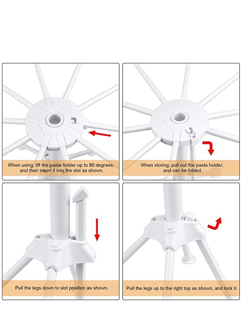 KASTWAVE Collapsible Pasta Drying Rack, with Pasta Cutter Plastic Household Noodle Stand with 10 Bar Handles Spaghetti Drying Rack - Image 5