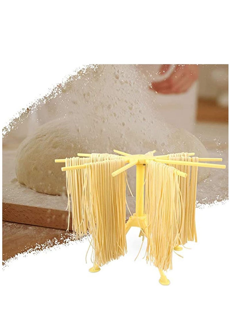 KASTWAVE Collapsible Pasta Drying Rack, with Pasta Cutter Plastic Household Noodle Stand with 10 Bar Handles Spaghetti Drying Rack - Image 3