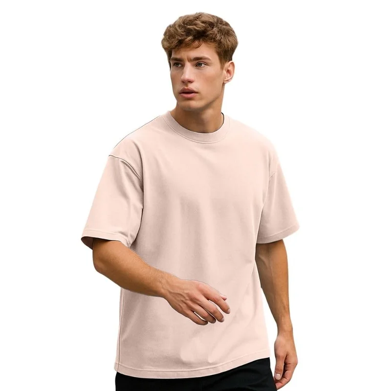 NOBERO Men's Solid Oversized Cotton T-Shirt