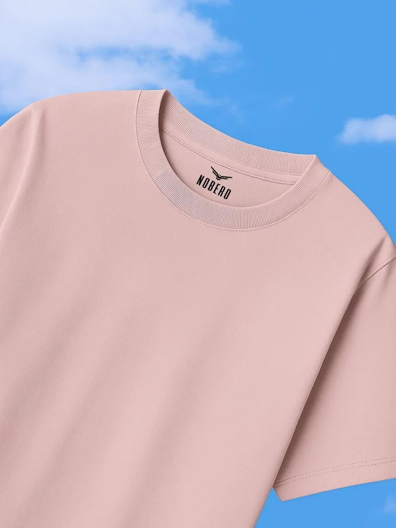 NOBERO Men's Solid Oversized Cotton T-Shirt