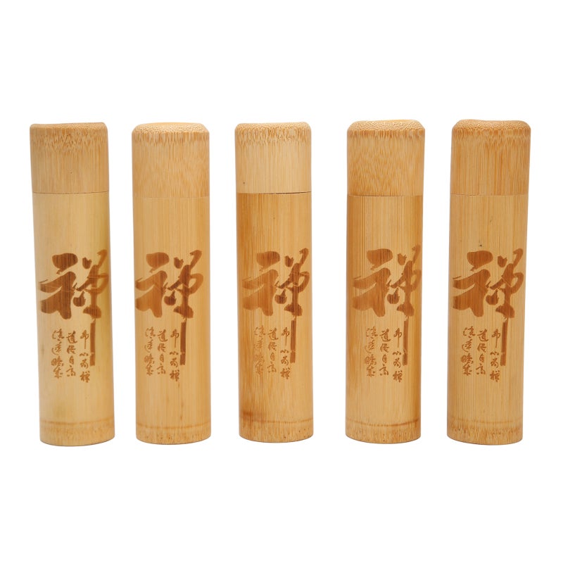 Biodegradable Bamboo Scattering Urns: 5 Pieces Carved Pattern - Excellent Sealing Pet Ashes Containers for Pet Memorials & Outdoor Ash Scattering - Image 1