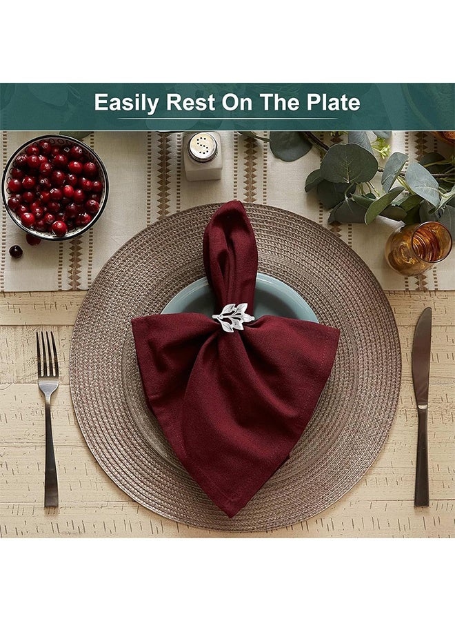 كوانتوم 12 خاتم مناديل، حلقات مناديل من الفولاذ المقاوم للصدأ على شكل أوراق الشجر، حلقات مناديل لعشاء حفل الزفاف (ذهبية وفضية) - Image 3