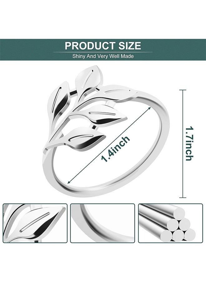 كوانتوم 12 خاتم مناديل، حلقات مناديل من الفولاذ المقاوم للصدأ على شكل أوراق الشجر، حلقات مناديل لعشاء حفل الزفاف (ذهبية وفضية) - Image 2