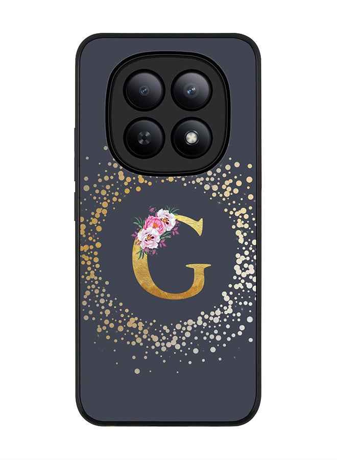 For Xiaomi Redmi Note 15 5G / Poco M8 Case,Slim fit Camera Protection, Shockproof Thin Phone cover  - Custom Monogram Floral - G  (Grey )