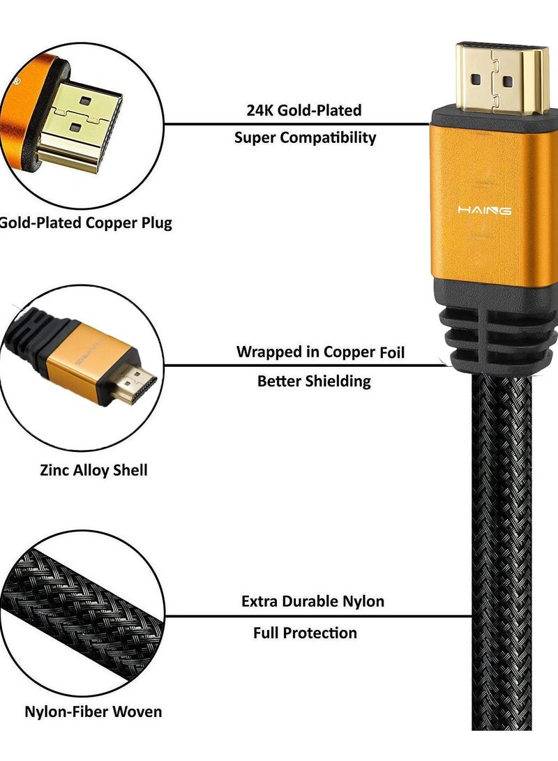هينغ كابل مضفر من 4K HD إلى HDMI عالي السرعة فائق الدقة بطول 10 متر كابل V1.4 HDMI مطلي بالذهب عيار 24 - Image 2