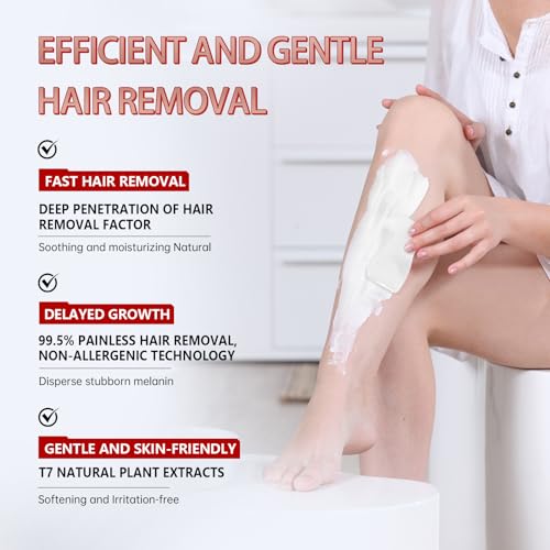 VGO Painless Hair Removal Cream for Women Men Hair removal cream for body back legs All Skin Types 406oz wSpatula - Image 3