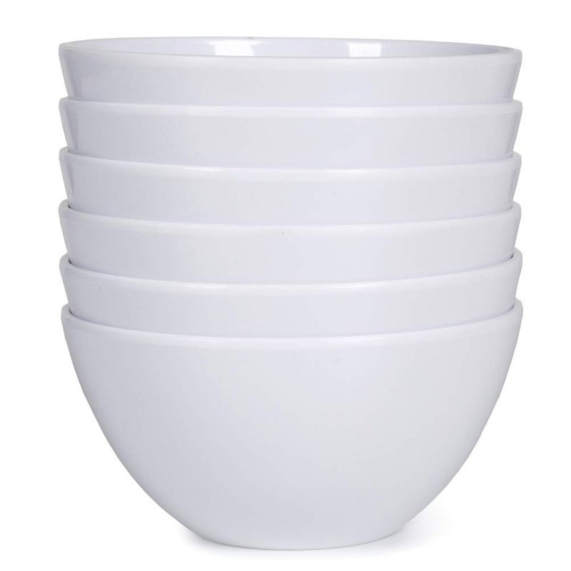 Webbylee Melamine Cereal Bowls set  6pcs 20oz White Soup Bowls for Daily Use Dishwasher Safe DurableBreatresistant