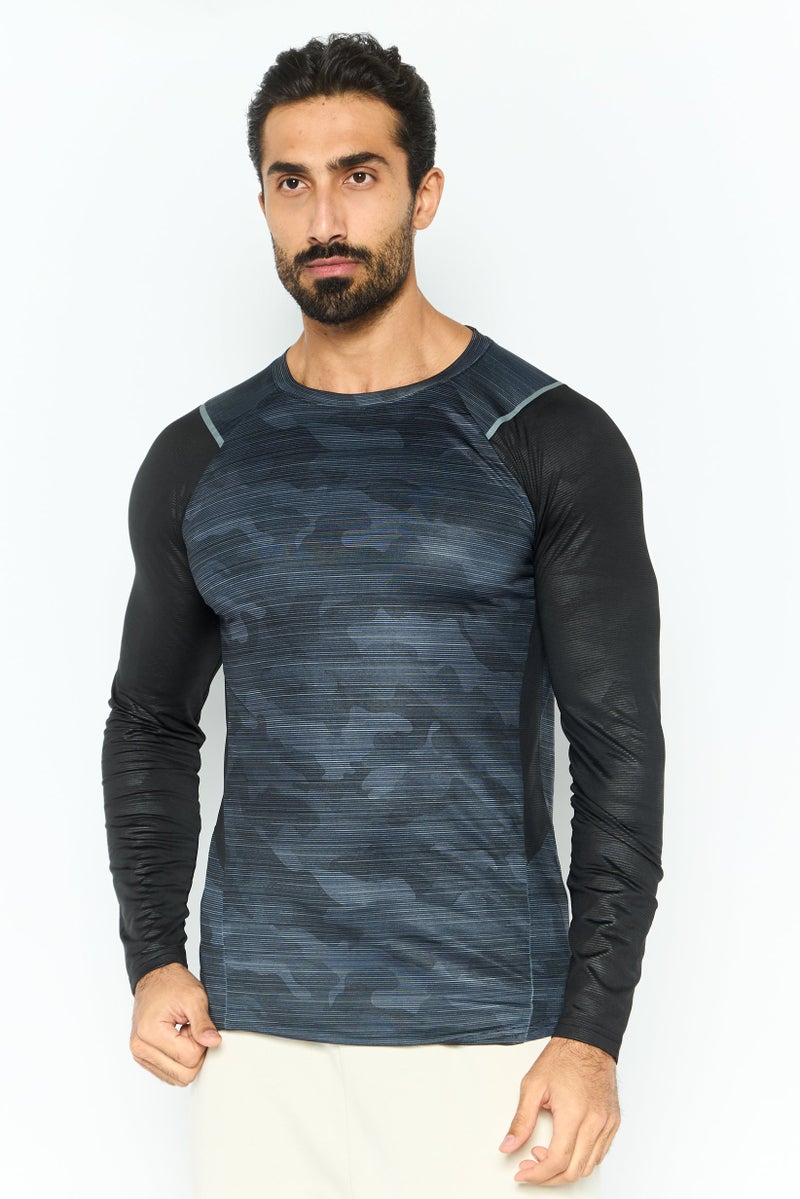 RBX Men Sportswear Fit Long Sleeves Training T-Shirt, Black Combo  - Image 1