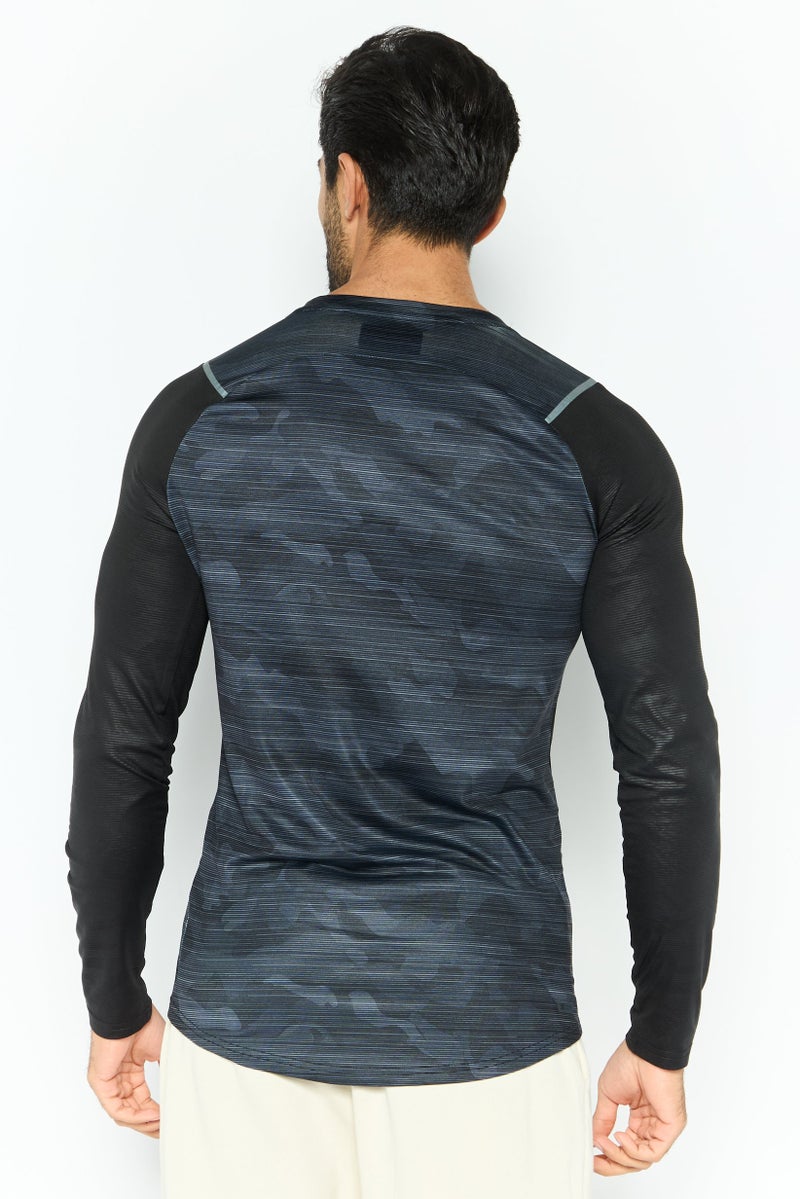 RBX Men Sportswear Fit Long Sleeves Training T-Shirt, Black Combo  - Image 4