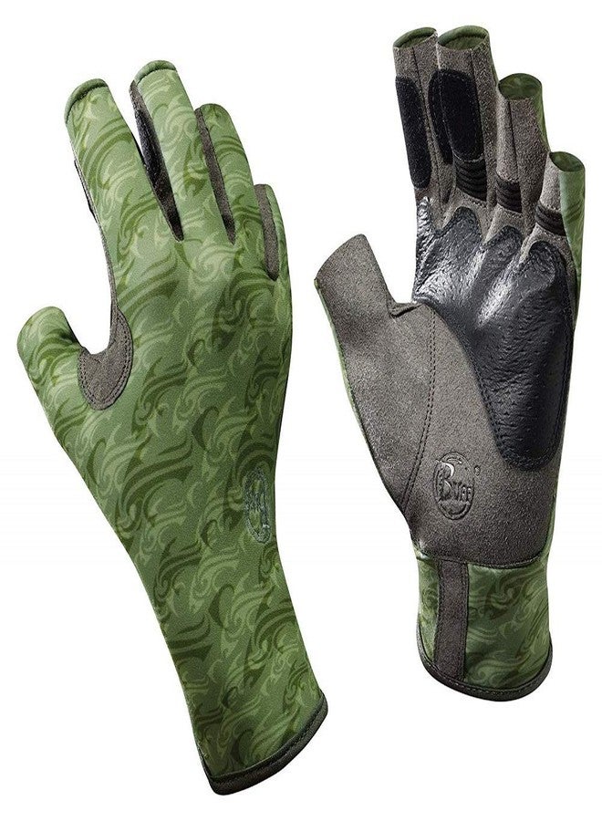 Buff Pro-Series Angler Gloves - Skoolin Sage XL/XXL - Image 1