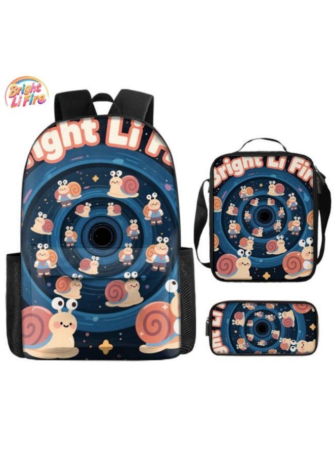 Bright Li Fire Three-piece set of cartoon bags, easily cope with various occasions (students, children, friends' outings, mountain climbing, schooling, etc.) | Backpack + hand-held + stationery bag | School season/holiday gifts - 18 - Image 1